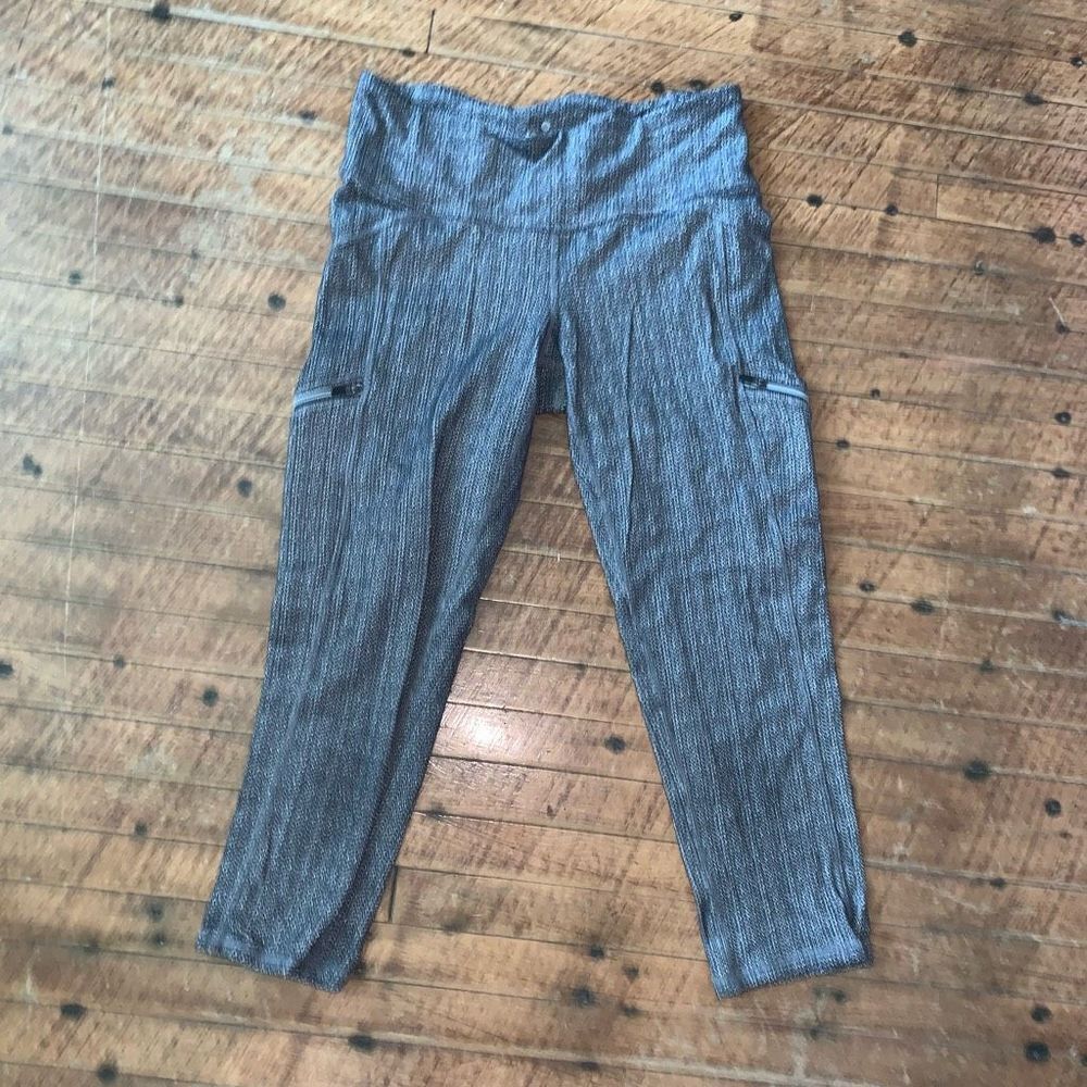 Athleta gray herringbone static drifter Athleisure S workout leggings